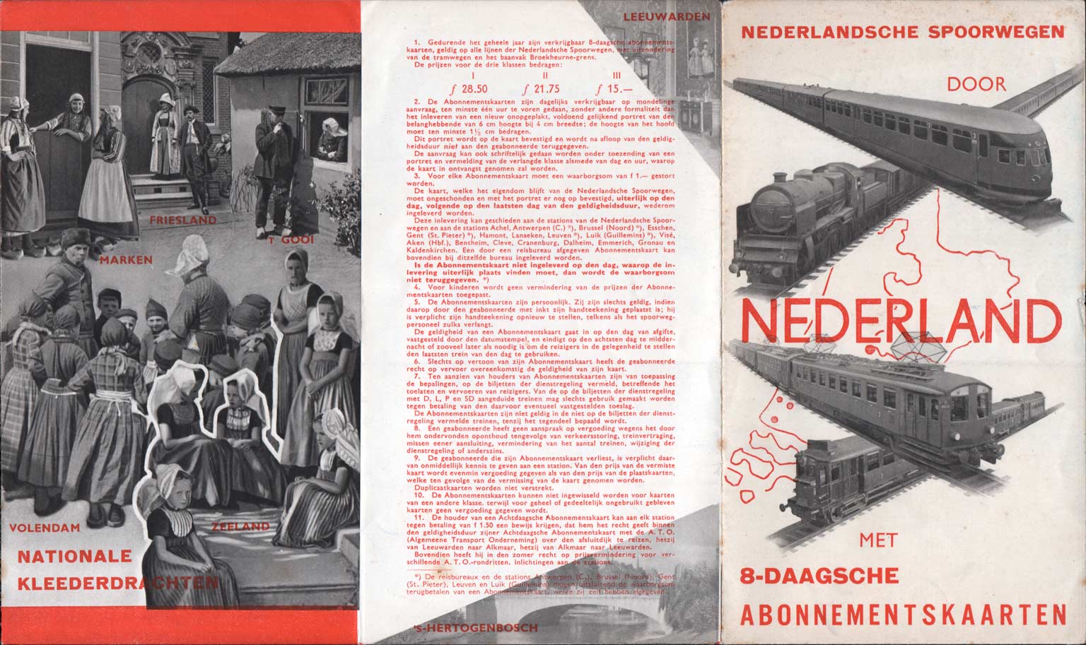 Voorzijde folder 8-daagsche abonnementskaarten NS, Beatrice van Leusden, 1935 (coll. Arjan den Boer)