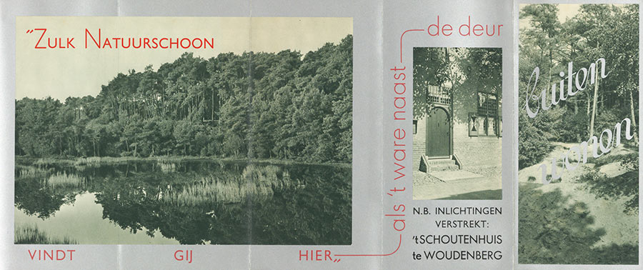 Folder Buiten wonen in het Westerwoud, Beatrice van Leusden, 1935 (coll. ReclameArsenaal)