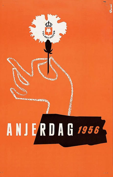 Affiche Anjerdag, J. Pronk 1956 (Adviz)