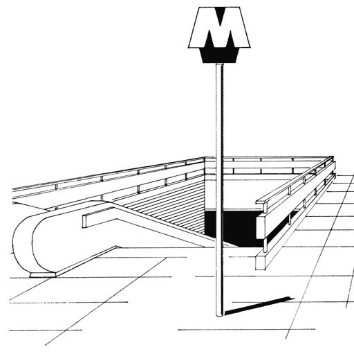 Metrotoegang, tekening 1964, C. Veerling?