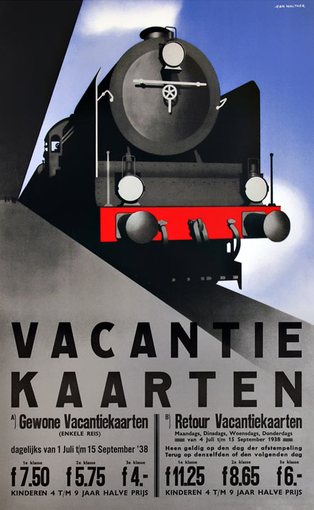 Affiche Vakantiekaarten, Jean Walther, 1938 (Van Sabben Poster Auctions)