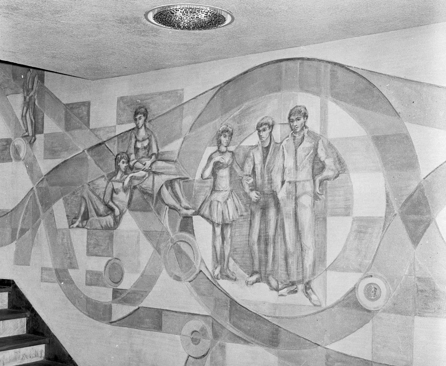 Wandkunstwerk VvAA, 1968. Burgemeester Reigerstraat 89 (L.H. Hofland, HUA)