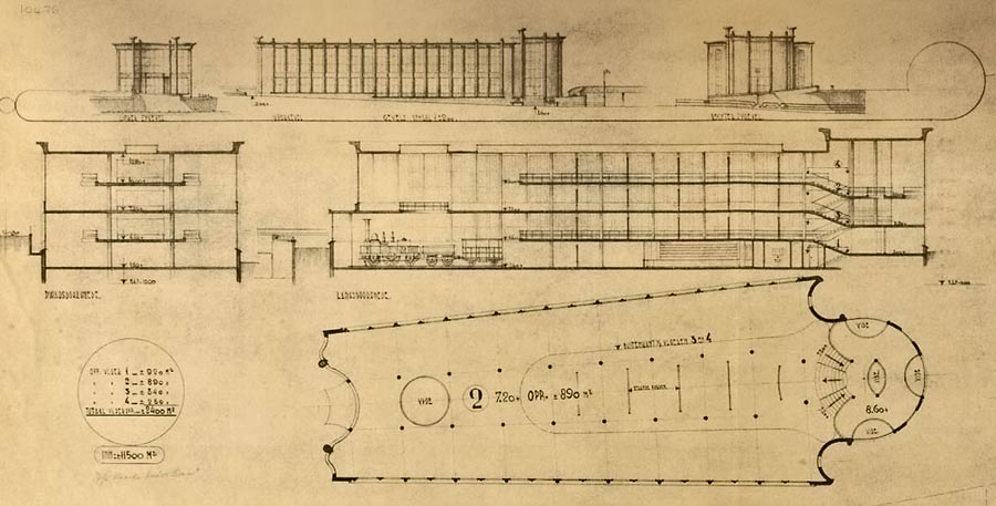 Ontwerp Spoorwegmuseum, Sybold van Ravesteyn 1941 (Het Utrechts Archief)