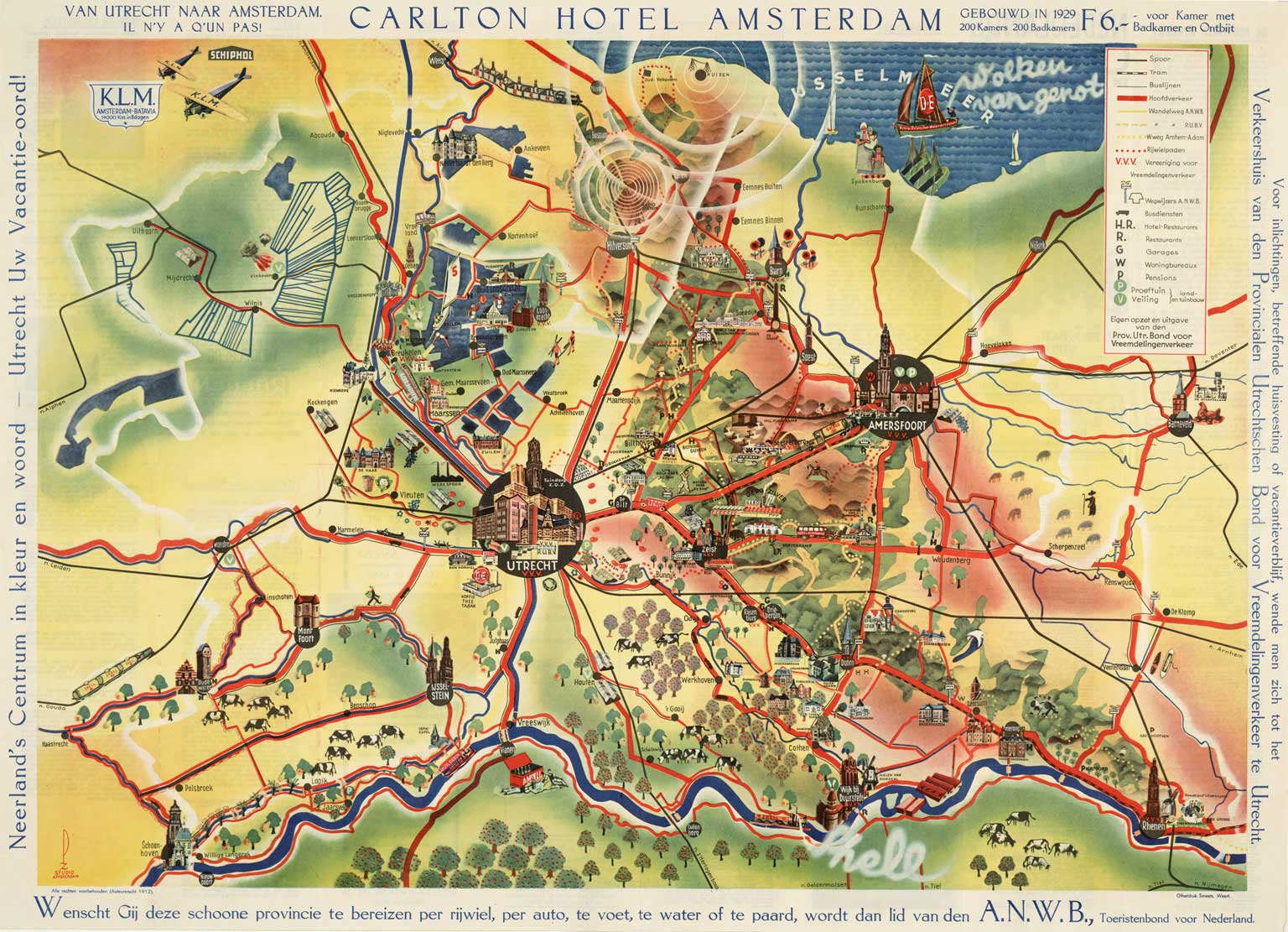 Toeristenkaart van de provincie Utrecht, 1932  (Flehite/Archief Eemland)